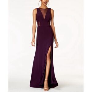 Morgan & Co. Plum Mesh Inset Gown Size 3/4